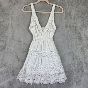 Temptation Positano Dress Womens Small White Alyssa Eyelet Lace Boho Made Italy